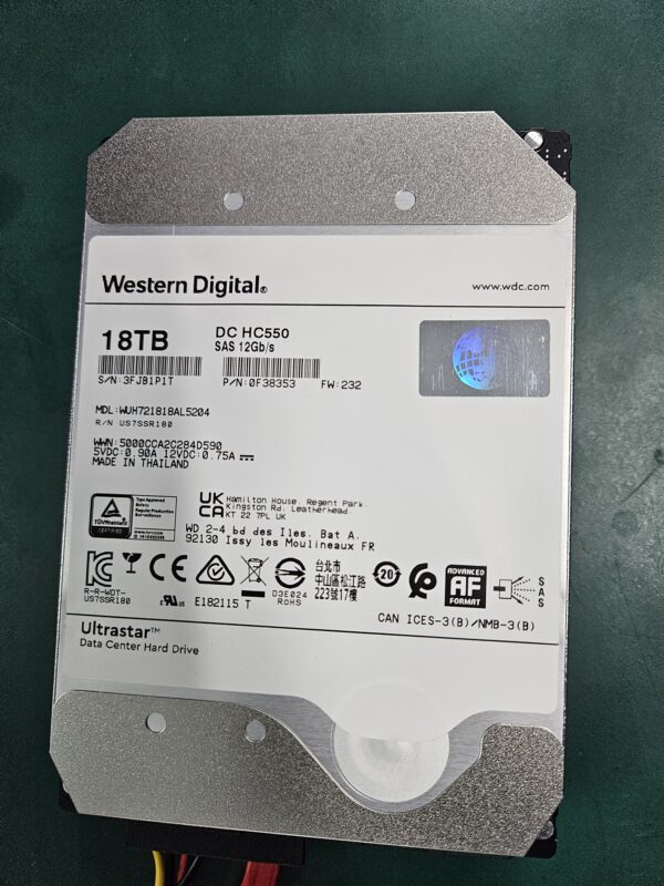 18TB SAS HDD WUH721818AL5204 Ultrastar DC HC550
